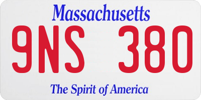 MA license plate 9NS380