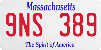 MA license plate 9NS389