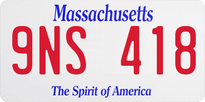 MA license plate 9NS418