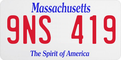 MA license plate 9NS419