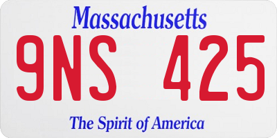 MA license plate 9NS425