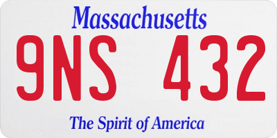 MA license plate 9NS432