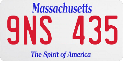 MA license plate 9NS435