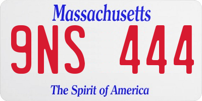 MA license plate 9NS444