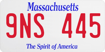 MA license plate 9NS445