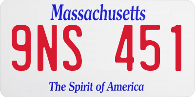 MA license plate 9NS451