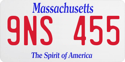 MA license plate 9NS455
