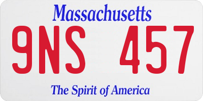 MA license plate 9NS457