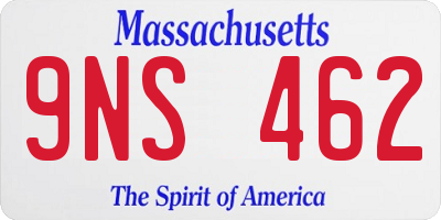 MA license plate 9NS462