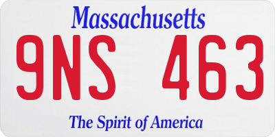 MA license plate 9NS463