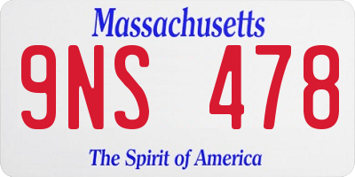 MA license plate 9NS478