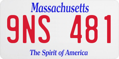 MA license plate 9NS481