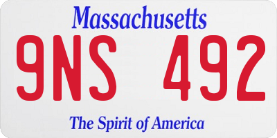 MA license plate 9NS492