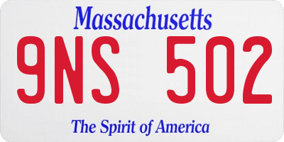 MA license plate 9NS502