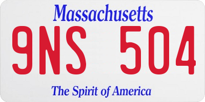MA license plate 9NS504