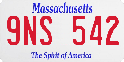 MA license plate 9NS542