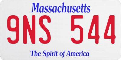 MA license plate 9NS544