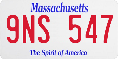 MA license plate 9NS547