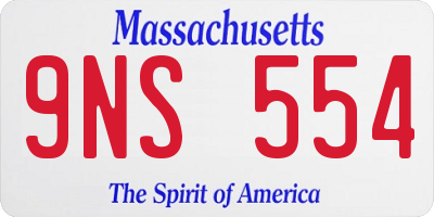 MA license plate 9NS554