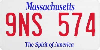 MA license plate 9NS574