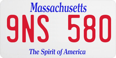 MA license plate 9NS580