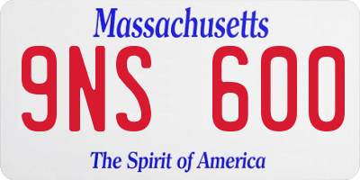 MA license plate 9NS600