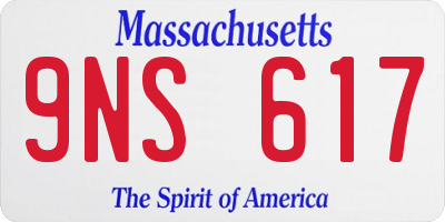 MA license plate 9NS617