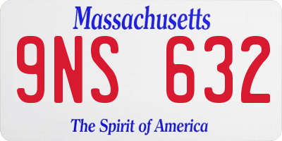 MA license plate 9NS632