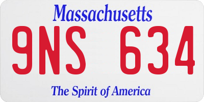 MA license plate 9NS634