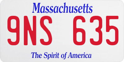 MA license plate 9NS635
