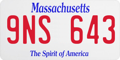 MA license plate 9NS643