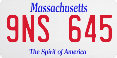 MA license plate 9NS645
