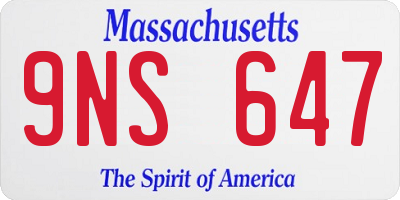 MA license plate 9NS647