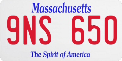 MA license plate 9NS650