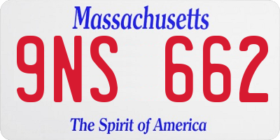 MA license plate 9NS662