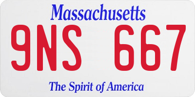 MA license plate 9NS667