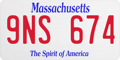 MA license plate 9NS674