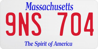 MA license plate 9NS704