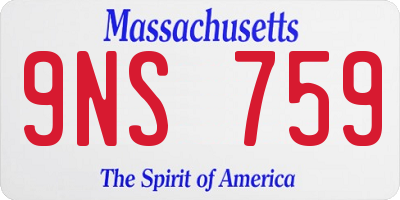 MA license plate 9NS759
