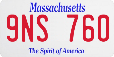 MA license plate 9NS760