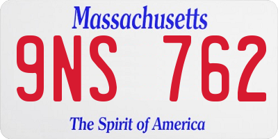 MA license plate 9NS762