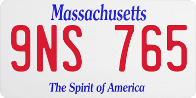 MA license plate 9NS765