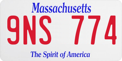 MA license plate 9NS774