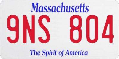 MA license plate 9NS804