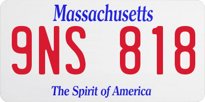 MA license plate 9NS818