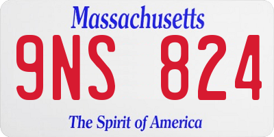 MA license plate 9NS824