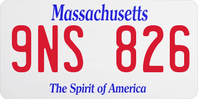 MA license plate 9NS826