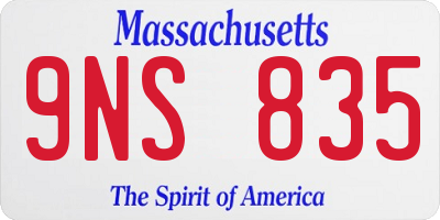 MA license plate 9NS835