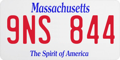 MA license plate 9NS844