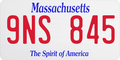 MA license plate 9NS845